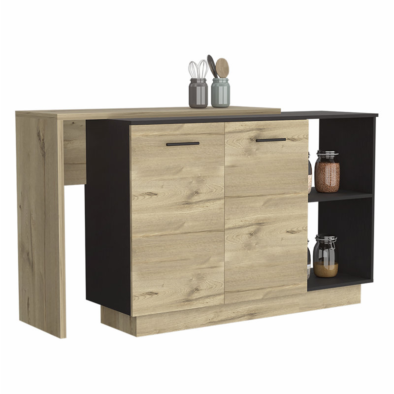 Versatile Kitchen Island with Abundant Storage and Stylish Design, Black/Brown
