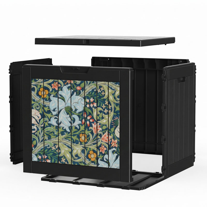 Coffre de jardin verrouillable et résistant aux intempéries de 40 gallons avec siège, coffre de rangement extérieur élégant Midnight Garden