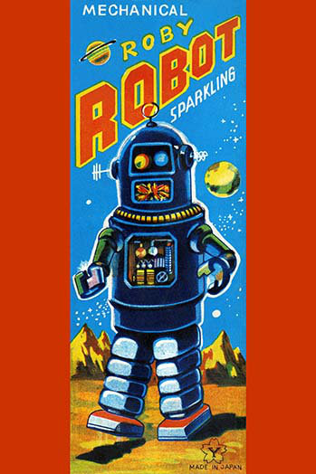 « roby robot », affiche rétro, H 30 po x l 20 po