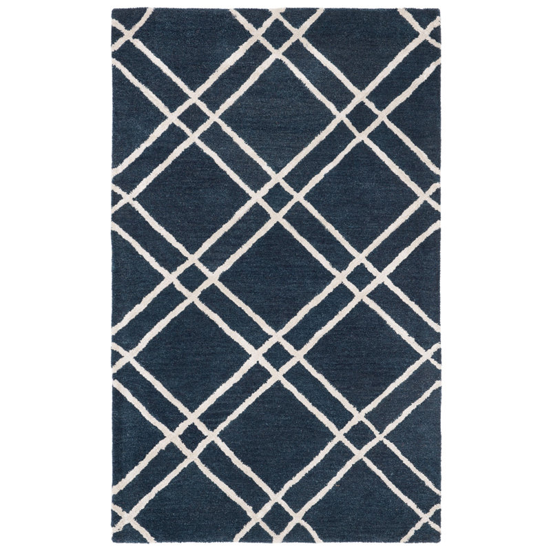 Milroy Hand-Tufted Wool Navy Area Rug, Rectangle 3' x 5'