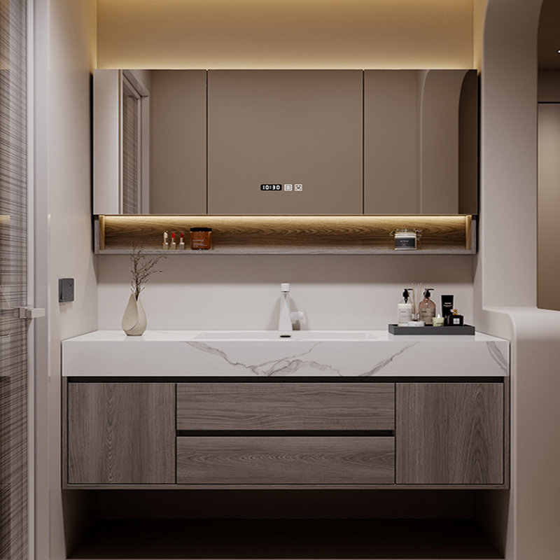 Armoire de salle de bain de style américain, Gris clair, H 21,7 po x l 59 po x P 19,7 po
