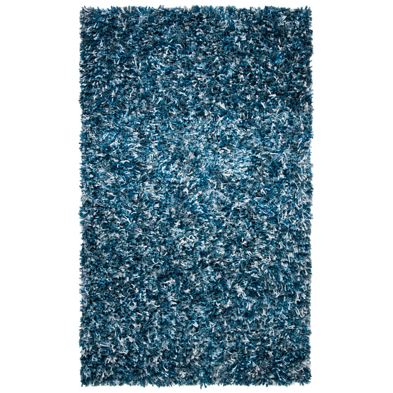 Tapis bleu marine / ivoire tissé à la main Poisson, Rectangle 2 pi 6 po x 4 pi