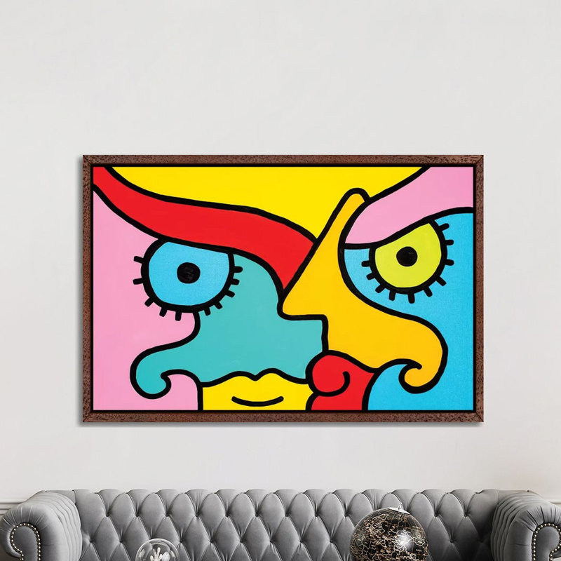 Thinking by Billy The Artist - Print on Canvas, 152.5 cm H x 101.5 cm W, Classic Brown Wood Framed