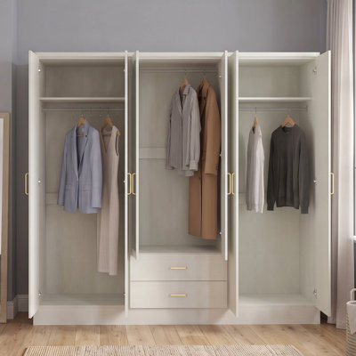  Wesley 6 Door 2 Drawer Wardrobe with Mirror