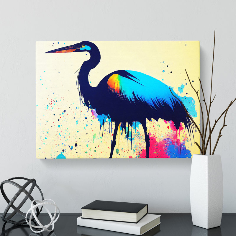 Heron Bird Splash Vol.3 Abstract - Wrapped Canvas, 40cm H x 60cm W x 3cm D