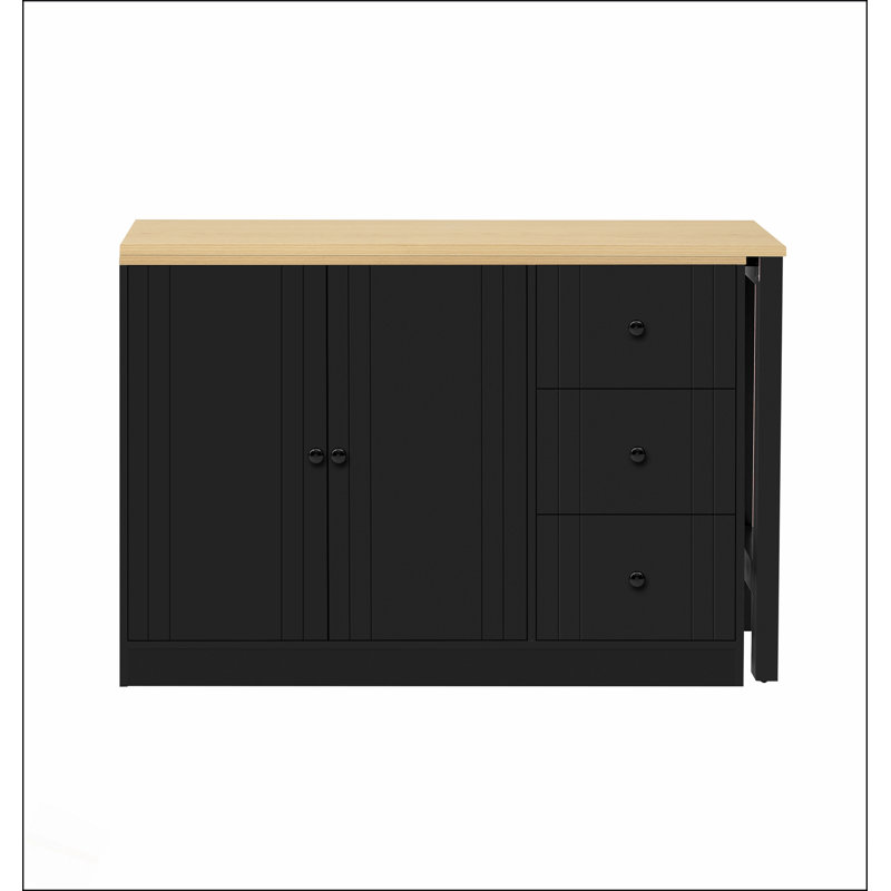 Buffet 89,7 po en bois avec table extensible, armoire de rangement multifonctionnelle pour salon, bureau, vestibule et cuisine