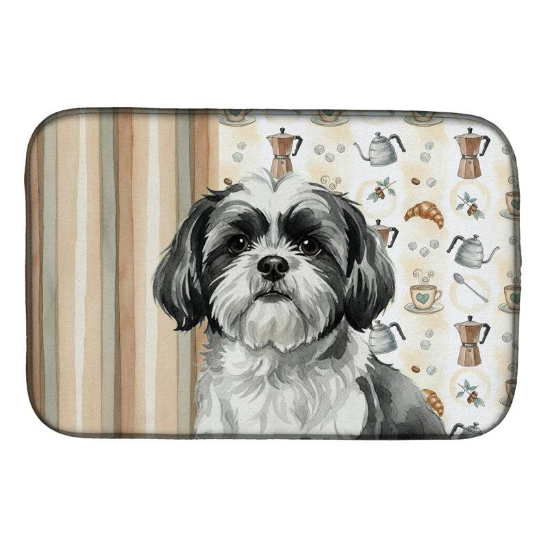 Tapis de séchage noir et blanc Shih Tzu, Shih Tzu noir et blanc