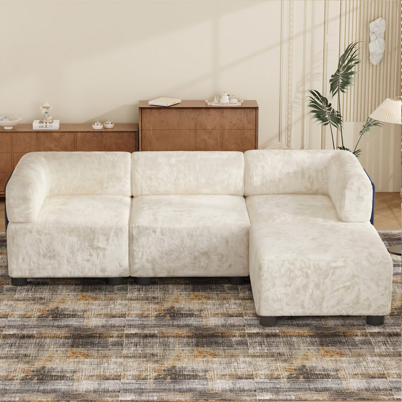 3 Seater Sofa & Chaise, Beige