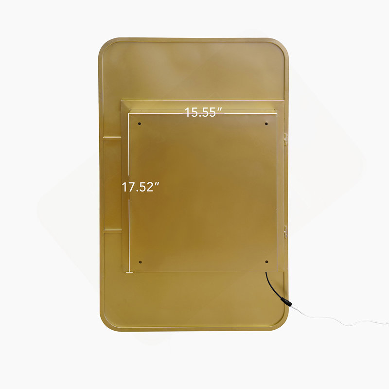 Armoire à pharmacie rectangulaire avec miroir, Doré