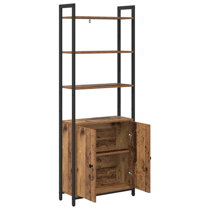 161cm H x 60cm W Steel Book Cabinet Bookcase, Old Wood