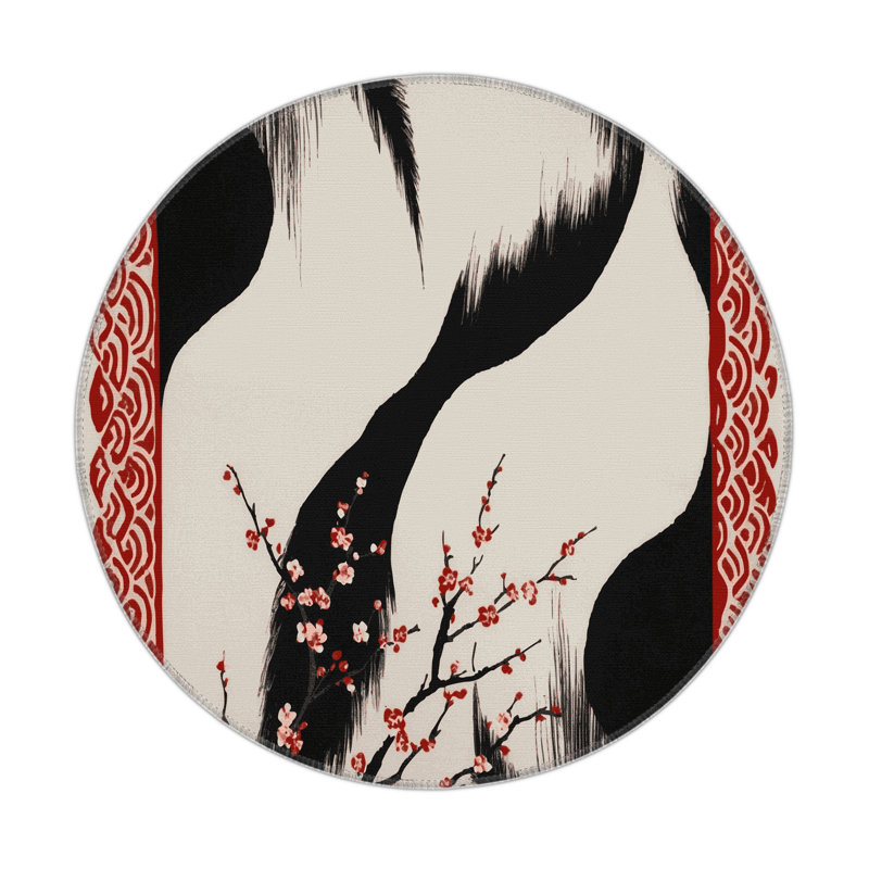 Petal Ribbons Indoor And Outdoor Area Rug, Round 5'