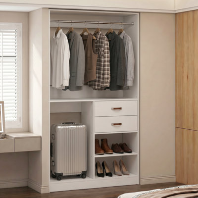  40'' W Closet System with Wooden Drawers and Hanging Rods