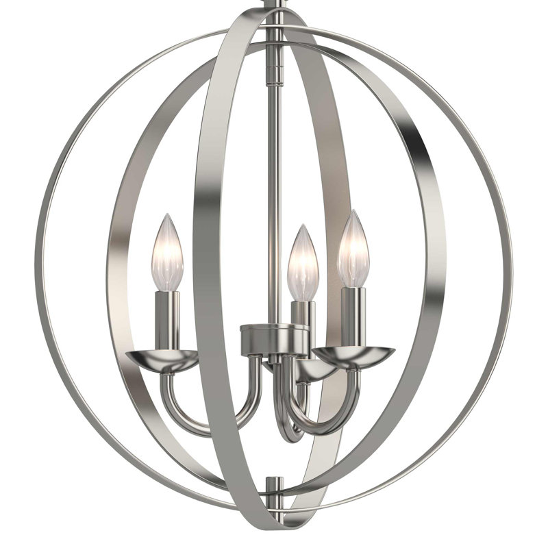 Virene 3-Light Indoor Brushed Nickel Globe Candelabra Chandelier, Brushed Nickel