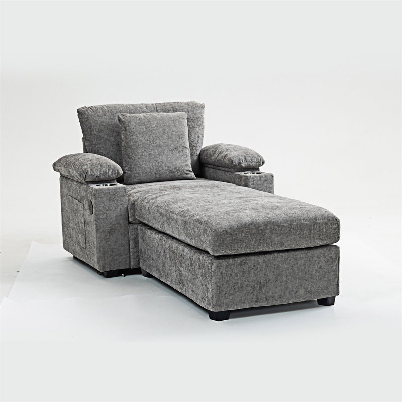 Fauteuil d'appoint avec canapé et repose-pieds, Gris