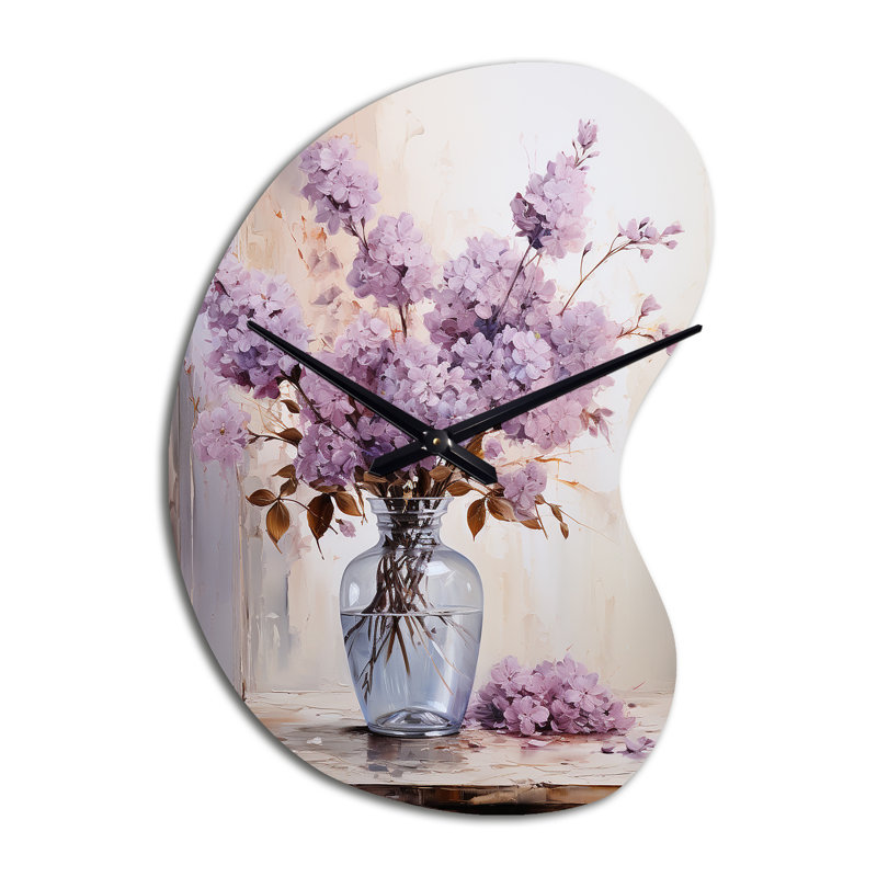 Lilas Lavande Serenade II - Grande horloge murale mauve - forme unique, Petit