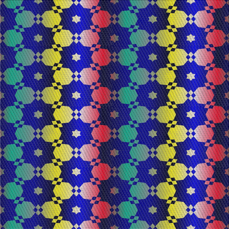Tapis géométrique tissé à la machine en laine / polyester jaune / bleu / rouge, Carré 5 pi