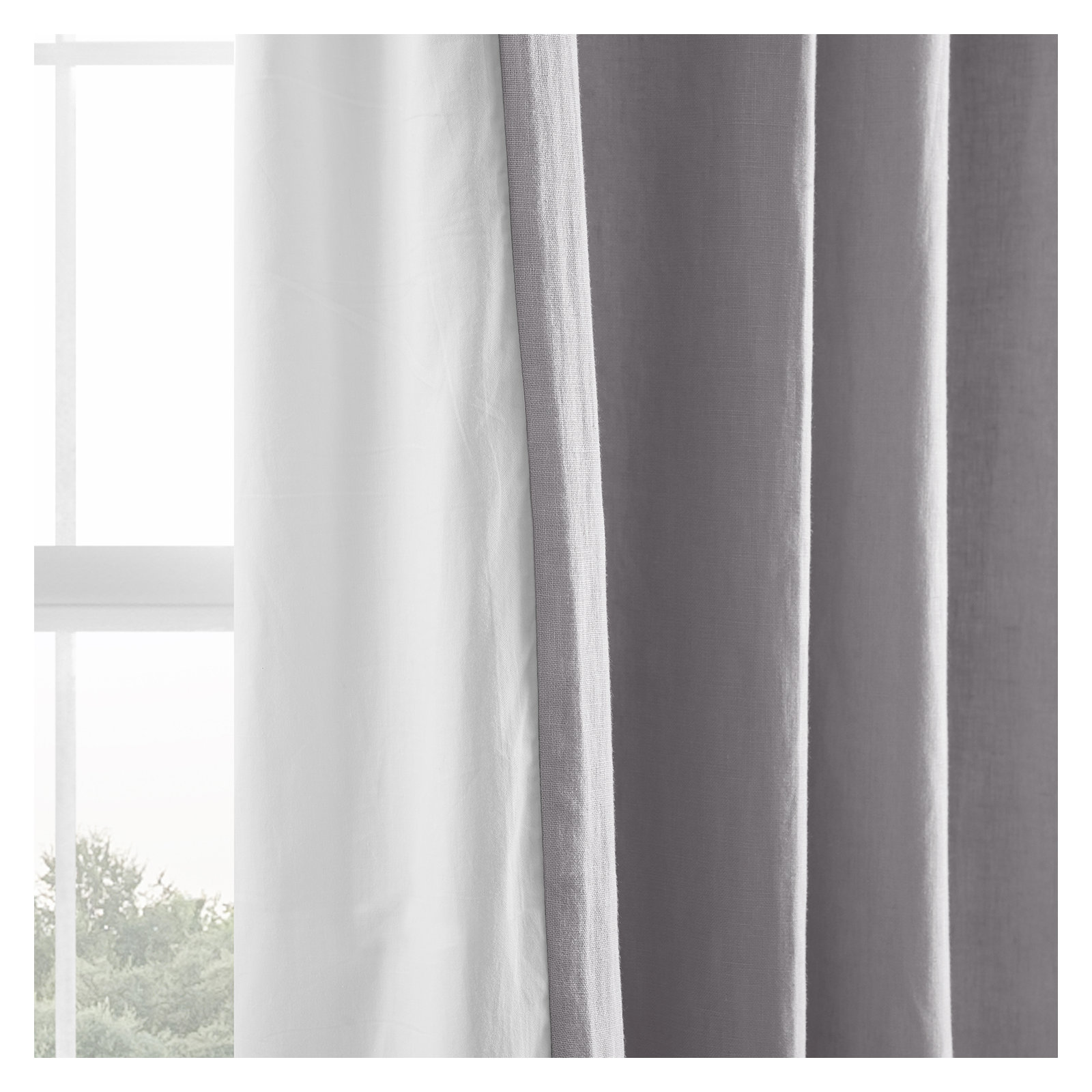 Briella French Linen Room Darkening Curtain, Earl Gray, 50" W x 108" L
