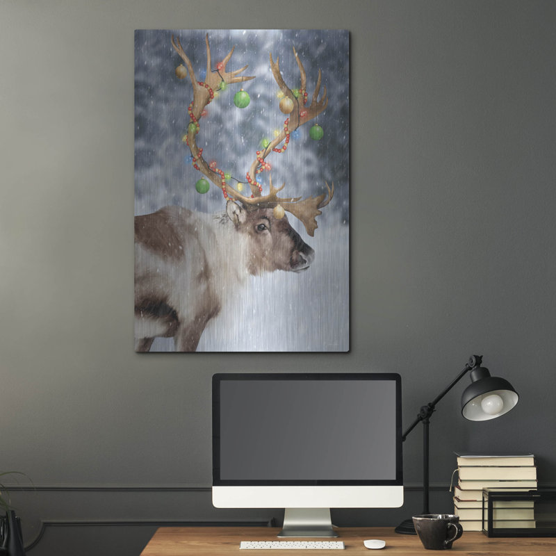  «Christmas Lights Reindeer» par Lauren Rader, art mural en métal, 24 po x 36 po, H 36 po x l 24 po