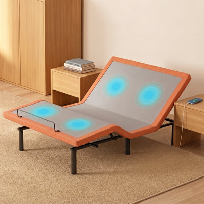 Adjustable Bed with Massage, Wireless Remote, App Control, Zero Gravity, Underbed Light, USB & Type C Ports on both sides