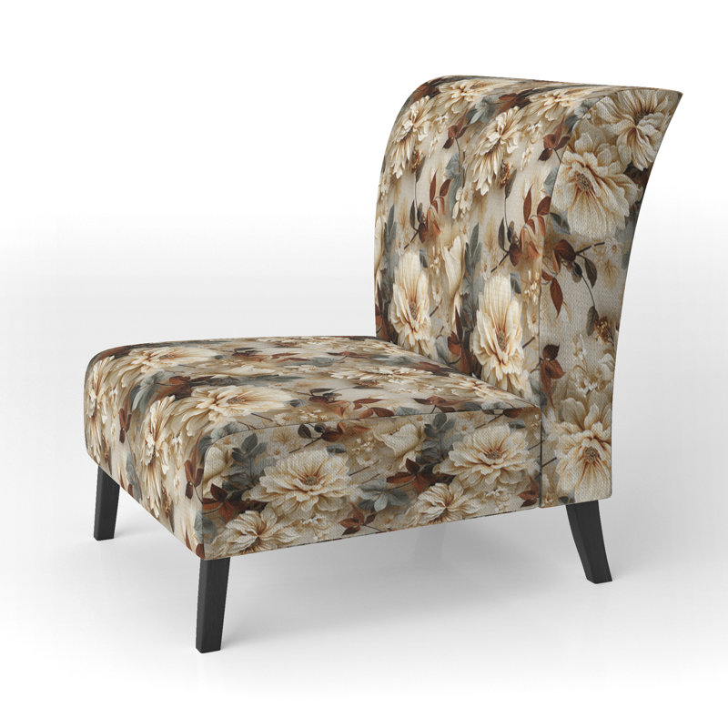 Rustic Victorian Brocade Victorian Motif - Chaise d'appoint de chalet rembourrée à motif floral