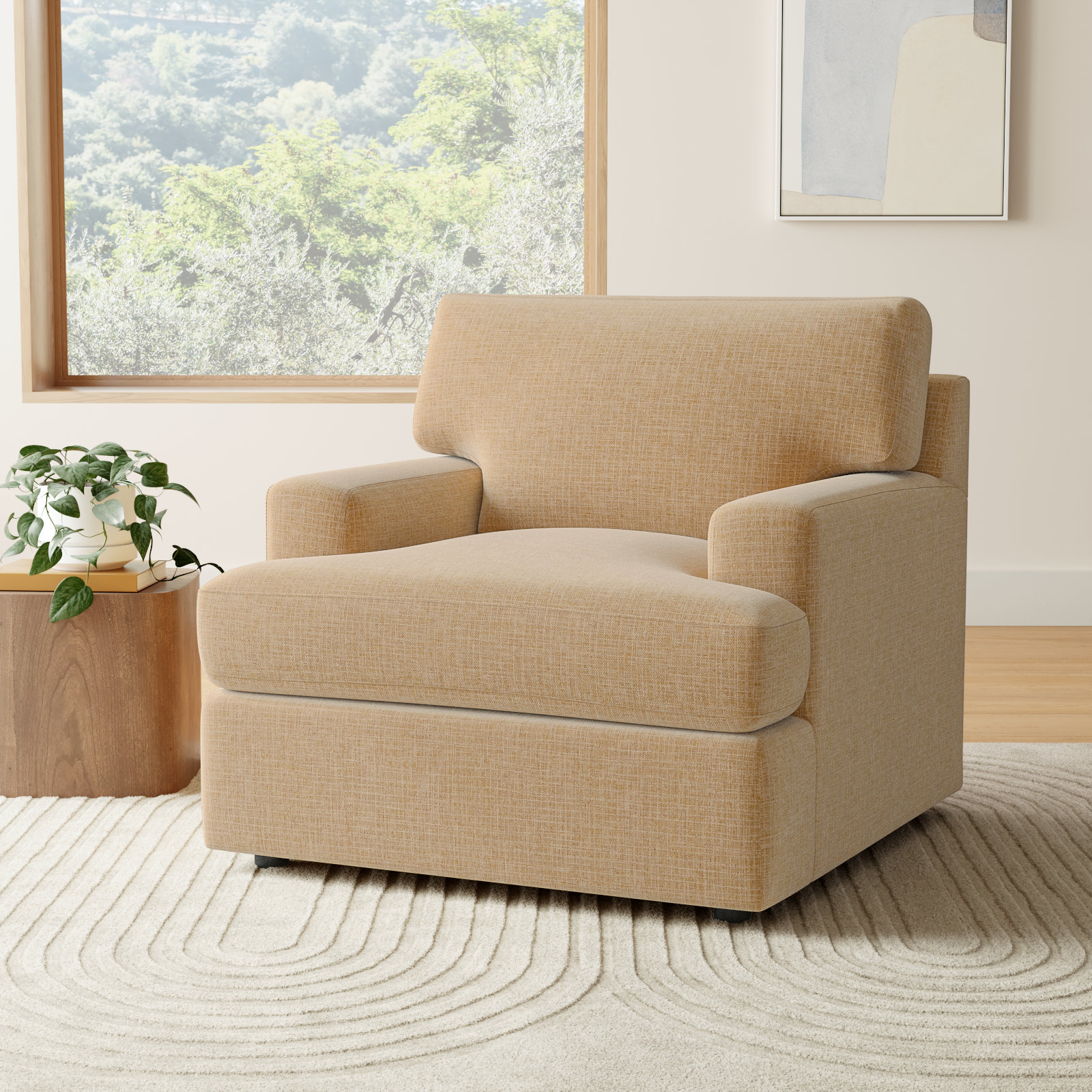 Cleo Upholstered Armchair, Turbo Wheat Basketweave