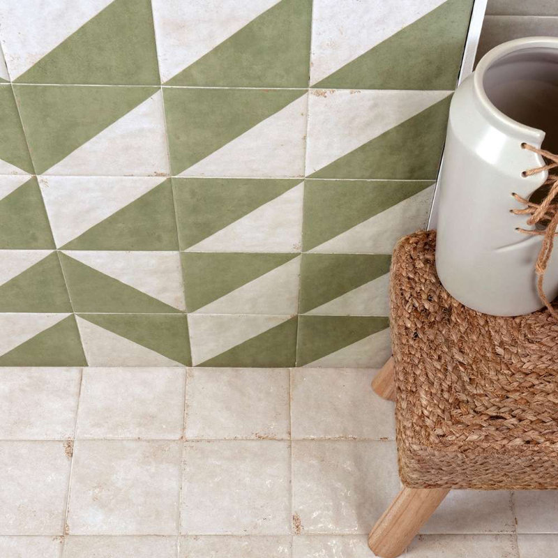 Carreau de porcelaine pour plancher et mur à motif géométrique Merida Mitad 6 "x 6", Jade