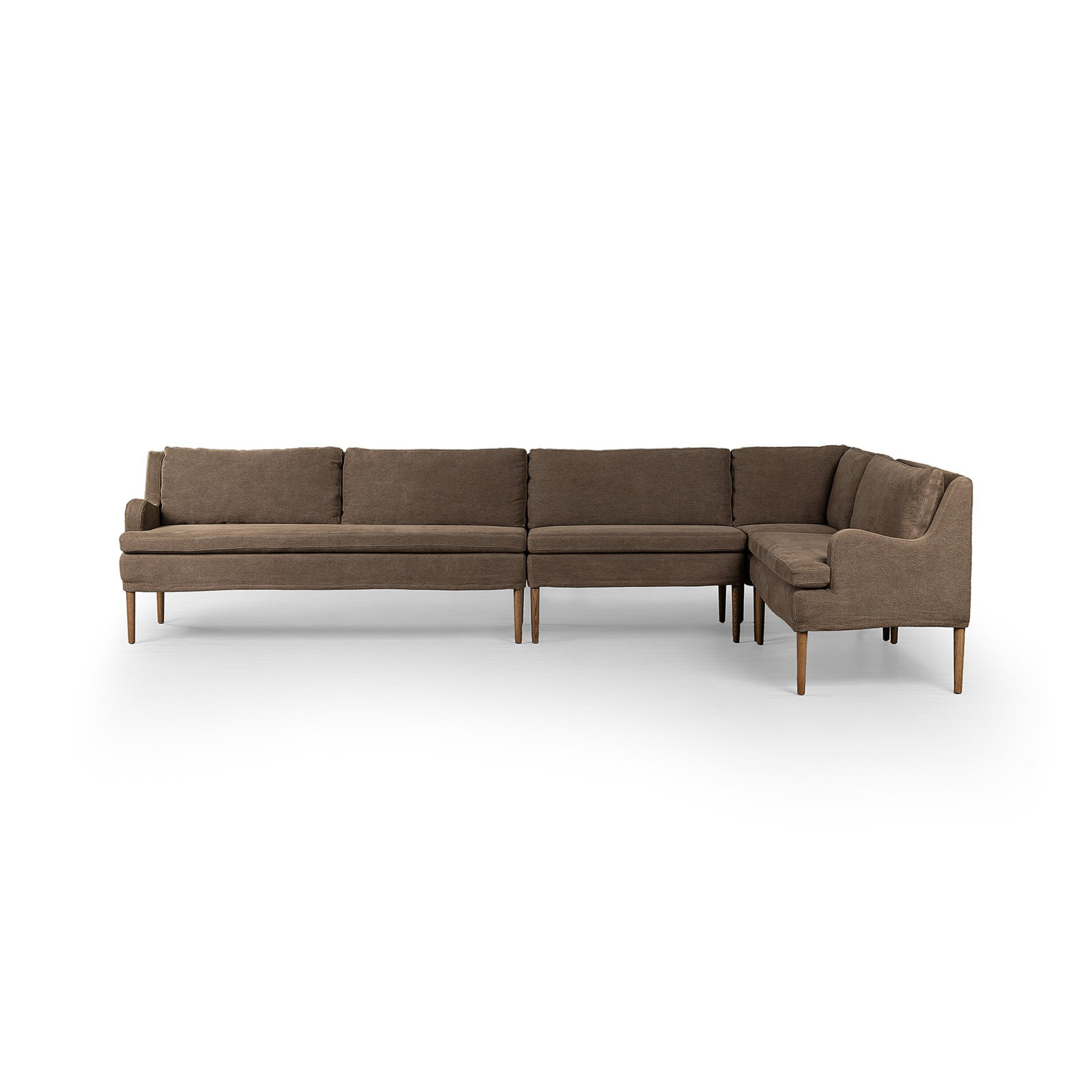 Aurelia Dining Banquette, Right Hand Facing, Broadway Coffee Linen, 34.5" H x 137.5" W x 76" D