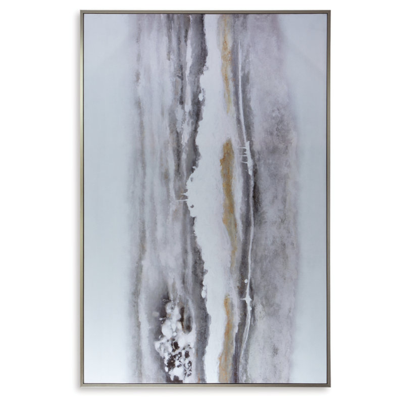 Large Abstract Gray and Gold Canvas Wall Art