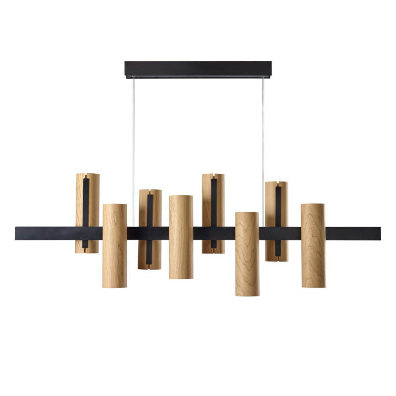 Black Note 8 - Light LED Pendant, Matte Black, Natural Cherry, 2700K Bulb Temperature