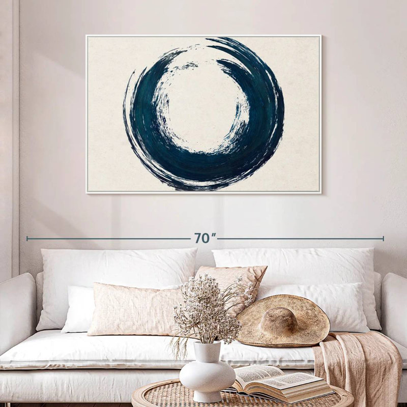 Cercle abstrait, 46 po x 31 po, Cadre flottant blanc