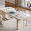 Bureau beige / blanc + fritté rectangulaire doré + bois manufacturé + bureau en acier inoxydable avec 3 tiroirs-1455742520-1455742522-1455742471
