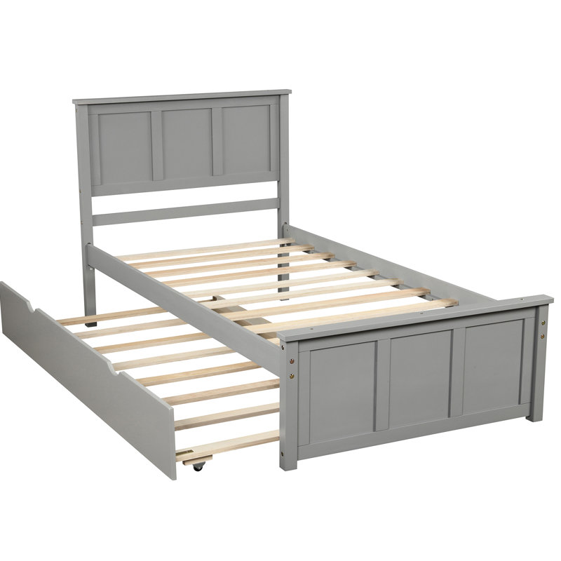 Lit plateforme gris avec lit gigogne coulissant - Construction Space Build, Gris