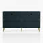 Buffet 60 po grain de bois, crédence de rangement ronde à 4 portes en relief, console de vestibule moderne avec poignées en métal doré