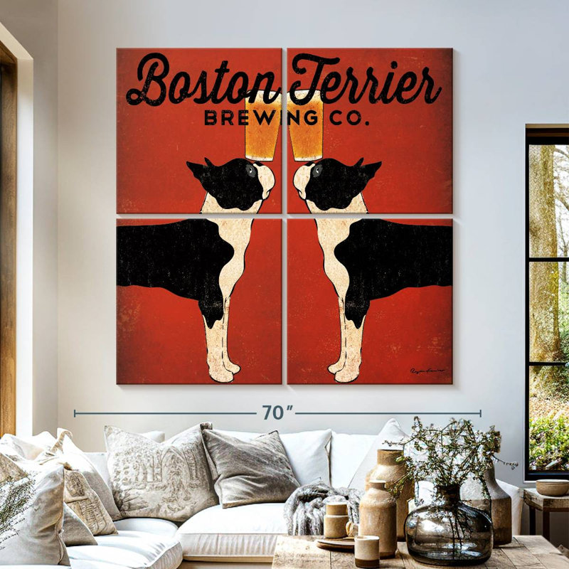 Plaque murale Kema Boston Terrier Brewing Co, H 57 po x l 57 po