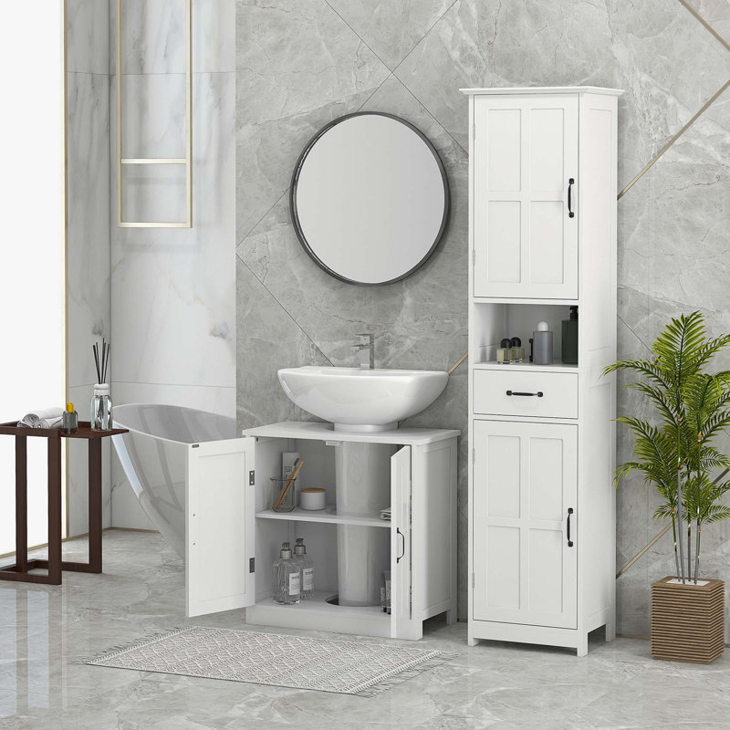 Meuble-lavabo de salle de bain, meuble-lavabo piédestal avec tablette réglable