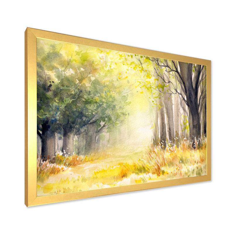 «Bright Sunshine Through The Forest Trees IV», reproduction d'art sur toile, Doré, H 12 po x l 20 po x p 1 po