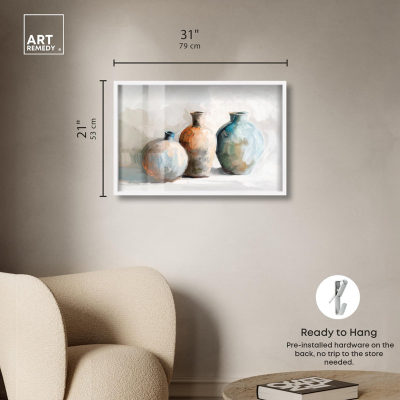 «Sandswept Urns Farmhouse Art» par Art Remedy, H 21 po x l 31 po, Blanc