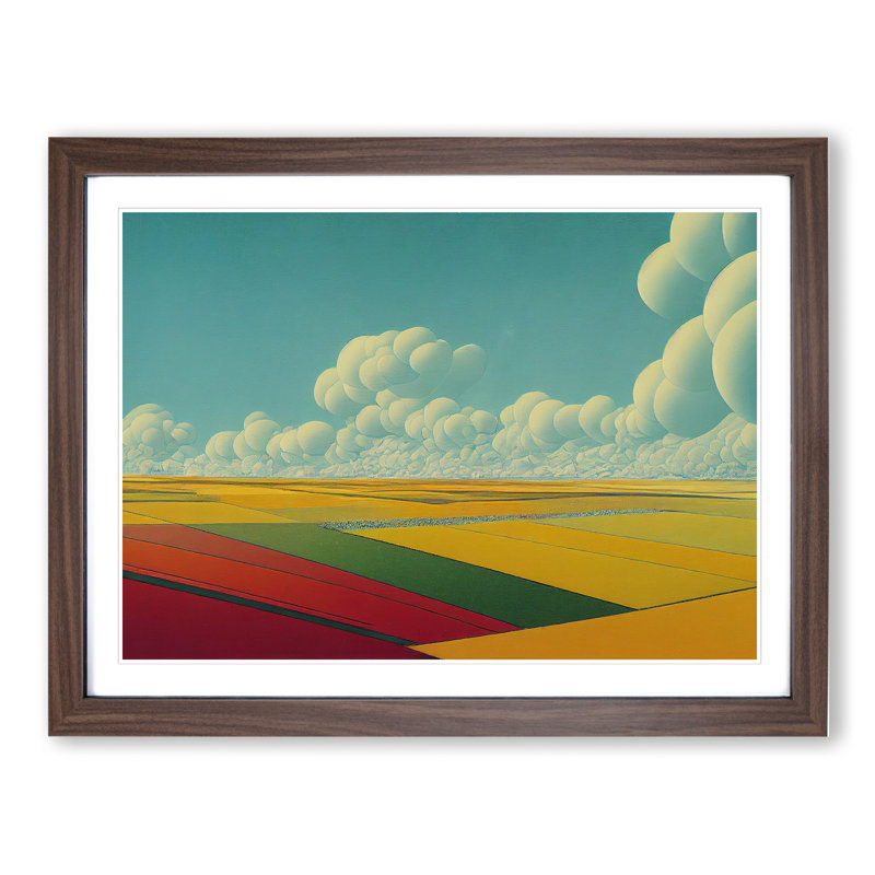 Expansive Spring Meadow - Single Picture Frame Painting, 34cm H x 46cm W x 2cm D, Walnut