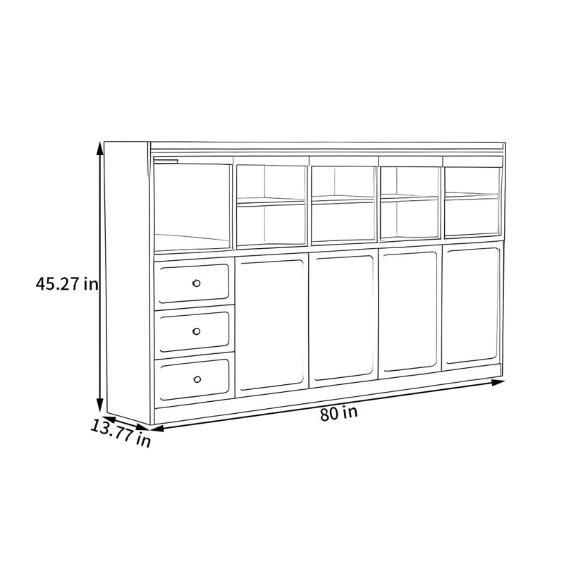 Mid ancient style storage sideboard cabinet, 45.27" H x 80" W x 13.77" D