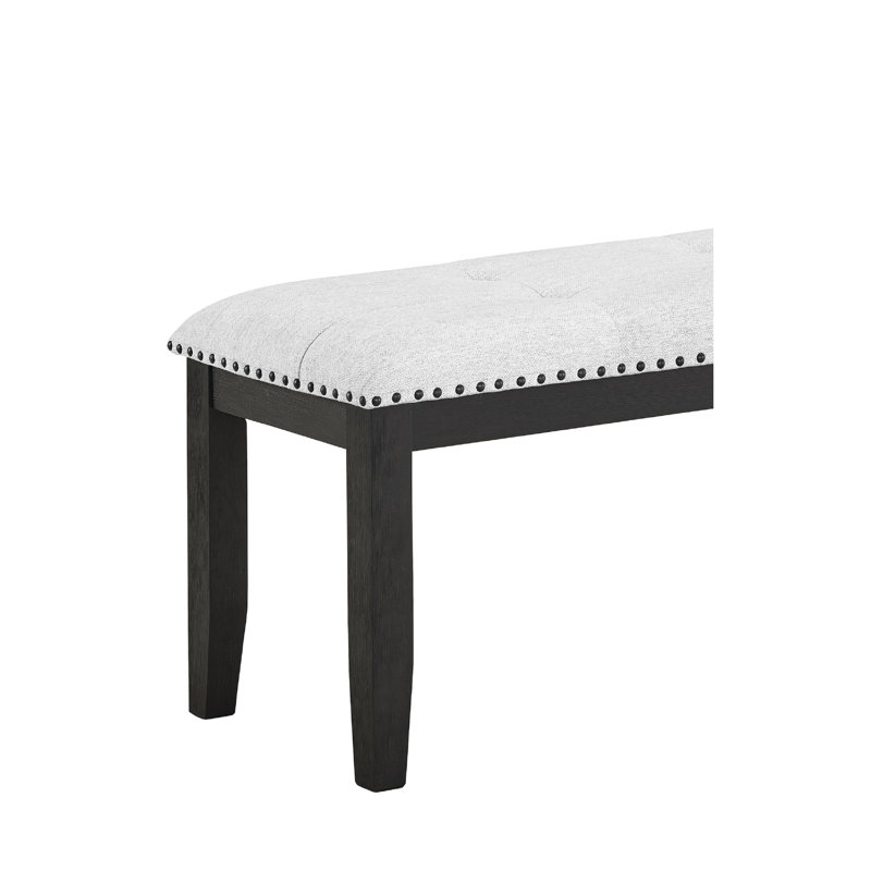 Stylish Upholstered Bench In Gray And Black For Living Room Dining Transitional With Grey Fabric Legs Spaces