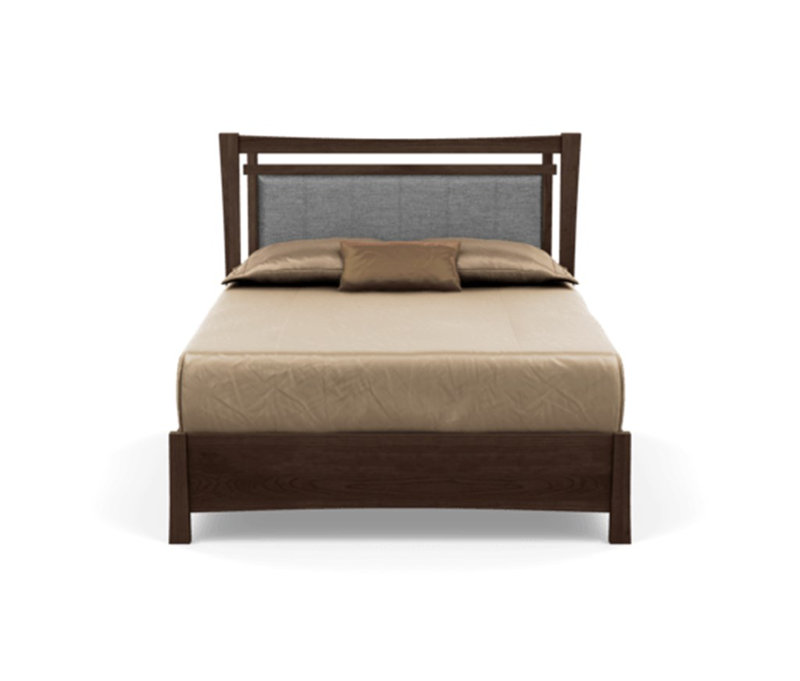 Monterey Upholstered Platform Storage Bed, California King, Smoke Cherry, Slate Fabric