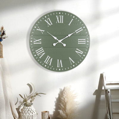 24'' Large Wall Clock, Round Wall Clock For Living Room Decor, Farmhouse Wall Clock For Bedroom, Entrance, Office