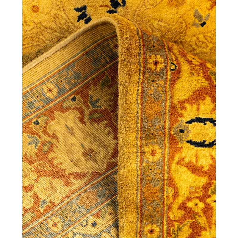 Overdyed Hand-Knotted Wool Modern-Contemporary Yellow Runner 3' 2" x 9' 10"