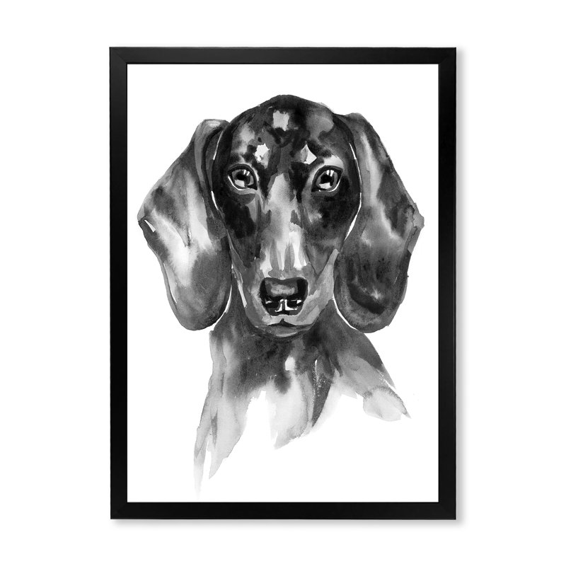 Sweepy The Dachshund Ii - on, Impression noire sur toile encadrée, H 20 po x l 12 po x P 1 po