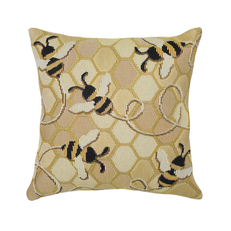 Honeycomb Beige and Black Round Indoor/Outdoor Pillow