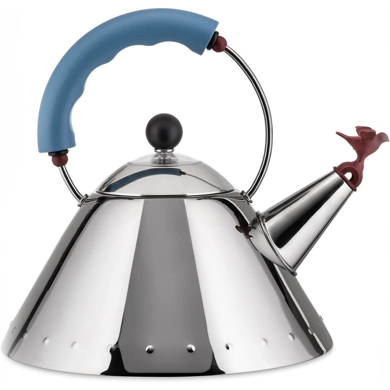 Alessi Whistling Stovetop Tea Kettle, 8.07″ H x 7.88" W, Blue