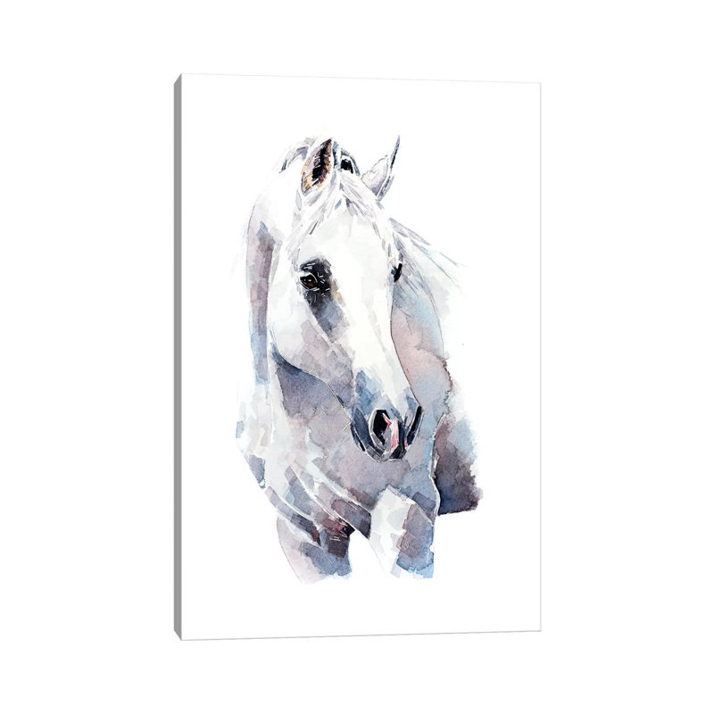 White Walker Horse - Painting on Canvas, Wrapped Canvas, 20.32 cm H x 30.48 cm W