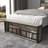 Industrial Platform Bed Twin Size Bed Frame with LED Lights And Charging Station, Storage Headboard & Footboard