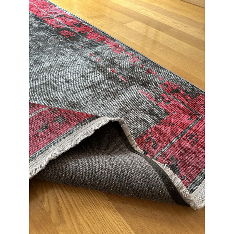 Tapis gris tissé à la machine Toscana, Rectangle 2 pi 7 po x 14 pi 9 po