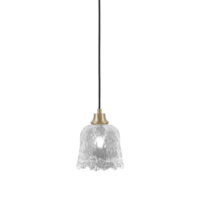 Luminaire suspendu Penshire en laiton vieilli avec verre de lave transparent de 7 po